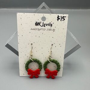 Green and Red Wreath Earrings
